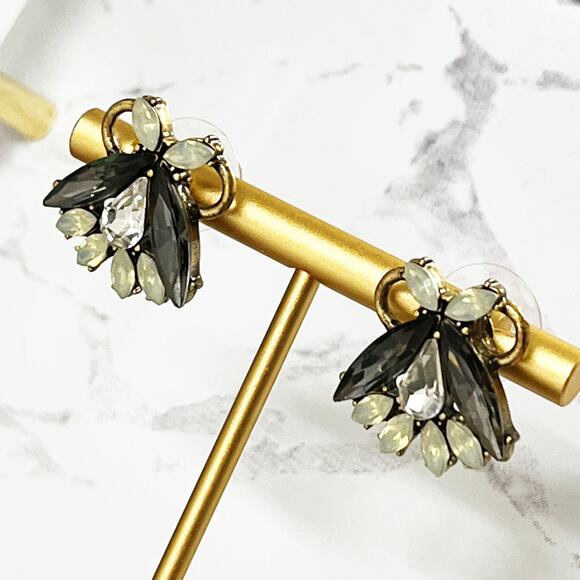 Upcycled J. Crew Crystal Fan Earrings - Picture 2 of 4